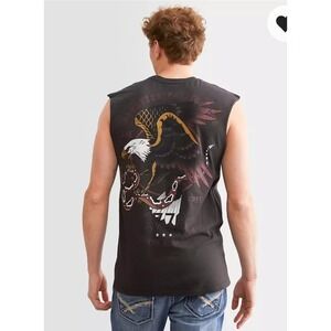 Howtizer Dare Tank Top Muscle Shirt Cut Off Mens L,Patriotic America Blue Collar